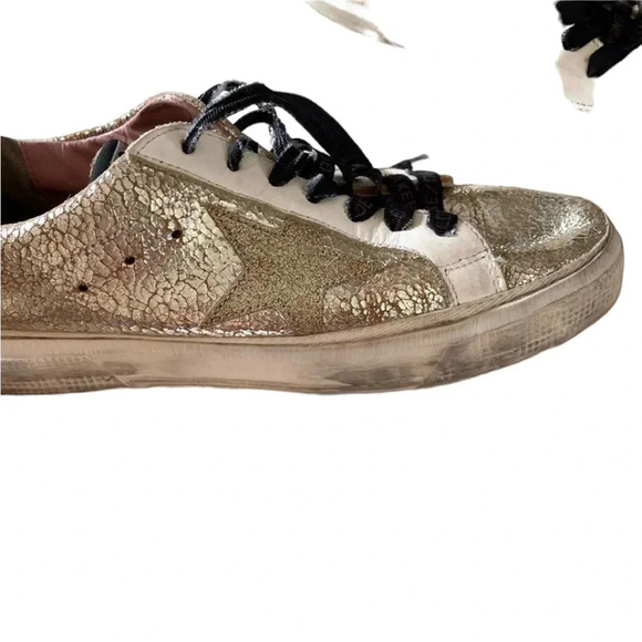 Golden Goose Metallic Super Star Celebrity Sneakers In Original Zipper Bag 40 - Picture 4 of 12